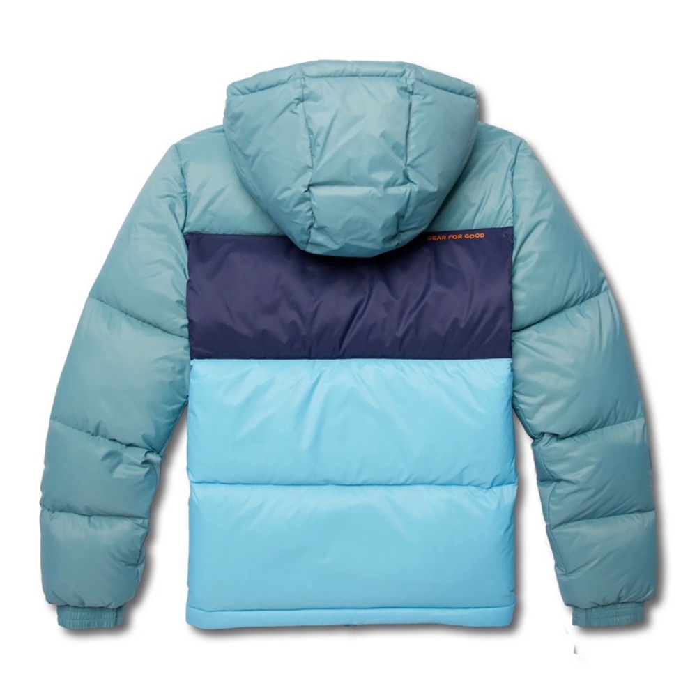 Cotopaxi Solazo Sky and Navy Hooded Down Jacket - Picture 2 of 8